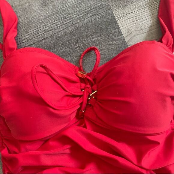 Bleu Rod Beattie Swimsuit One Piece Red Tie Front 6 - Picture 6 of 11